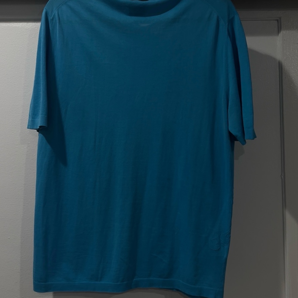 HERMES turquoise Tiffany blue t shirt with appliqué horse design men’s medium - Picture 8 of 8
